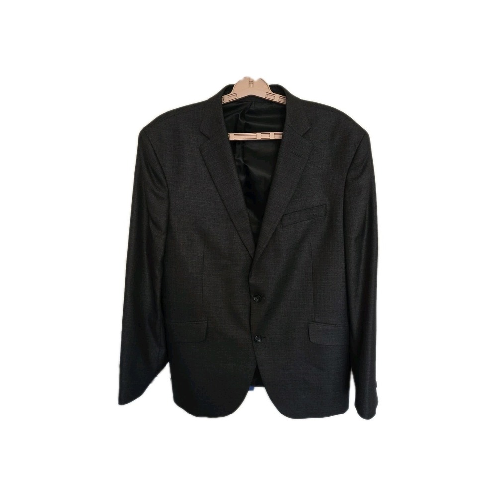 Kenneth Cole Reaction 2 Button TECHNI-COLE Mens Suit JACKET Size 46R ~ Charcoal.
